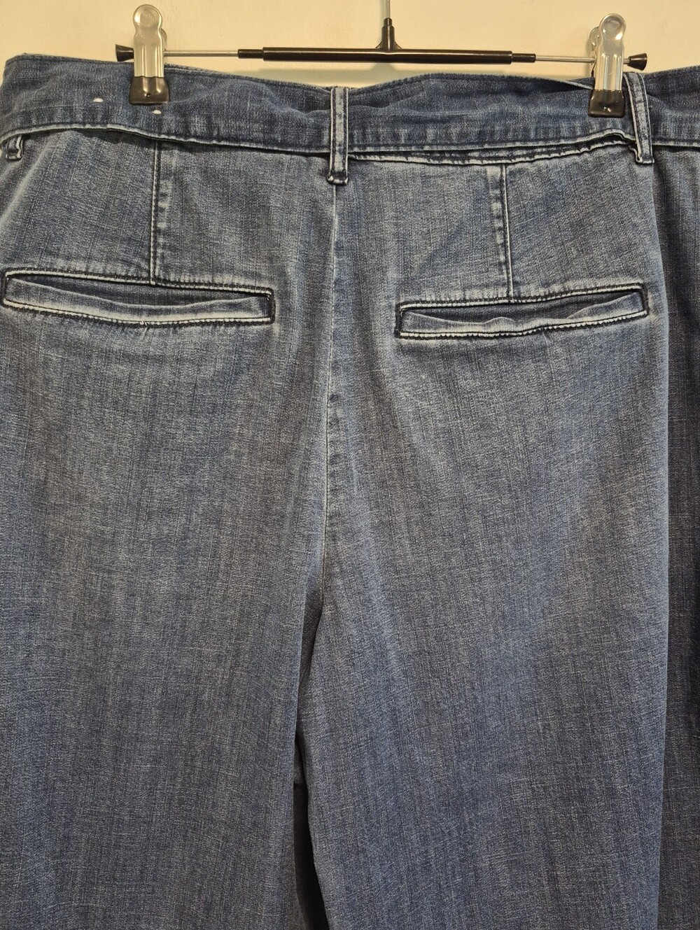 WHBM Pleated Denim Culottes Jorts Wide Leg Trousers Belted Blue Women's Sz 10 - Picture 8 of 13